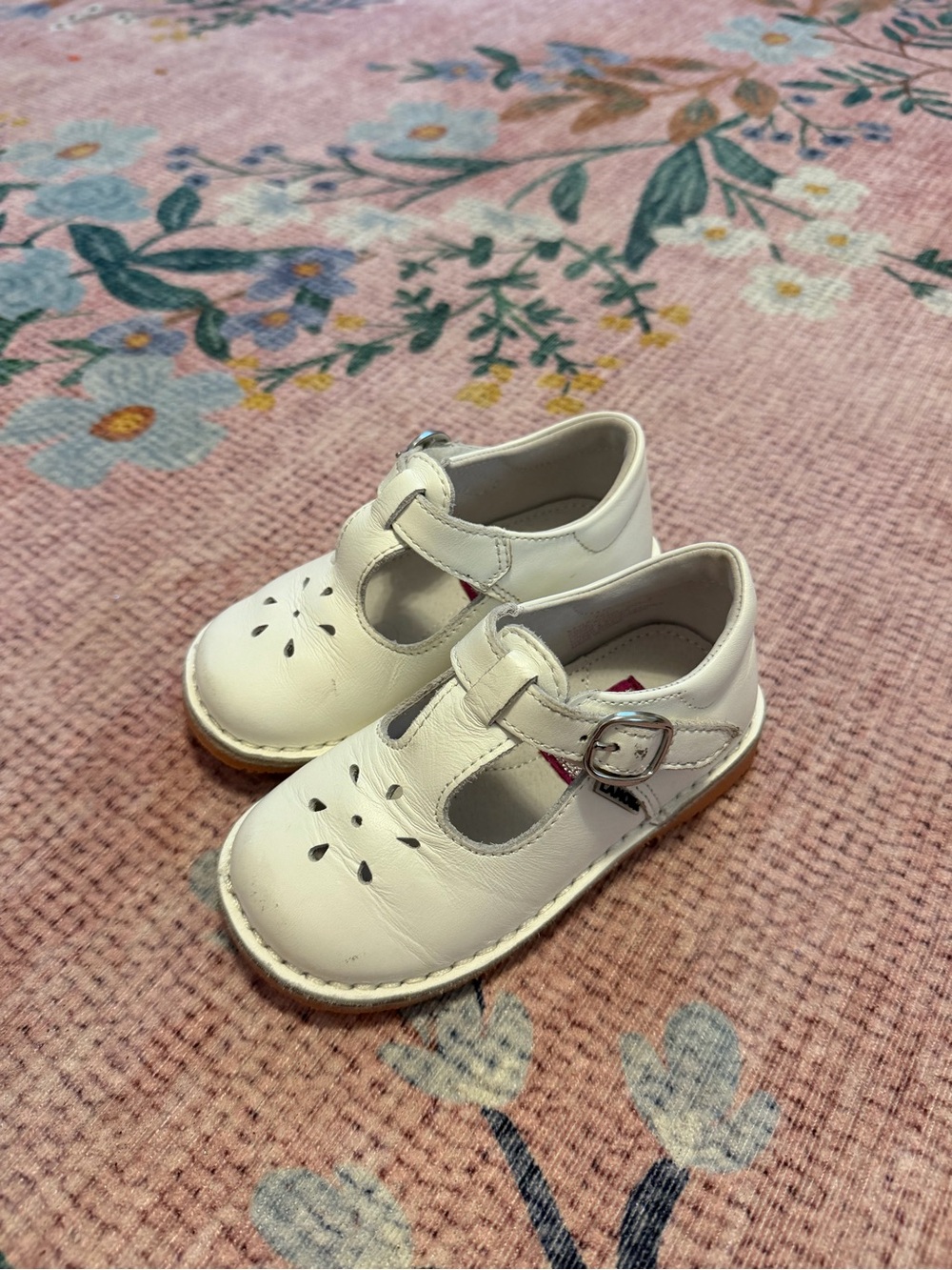 L'Amour White T-Strap Mary Jane Baby Shoes